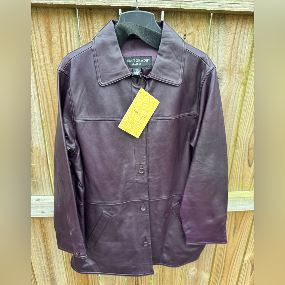 Centigrade Women's Deep Purple %100 Leather Jacket